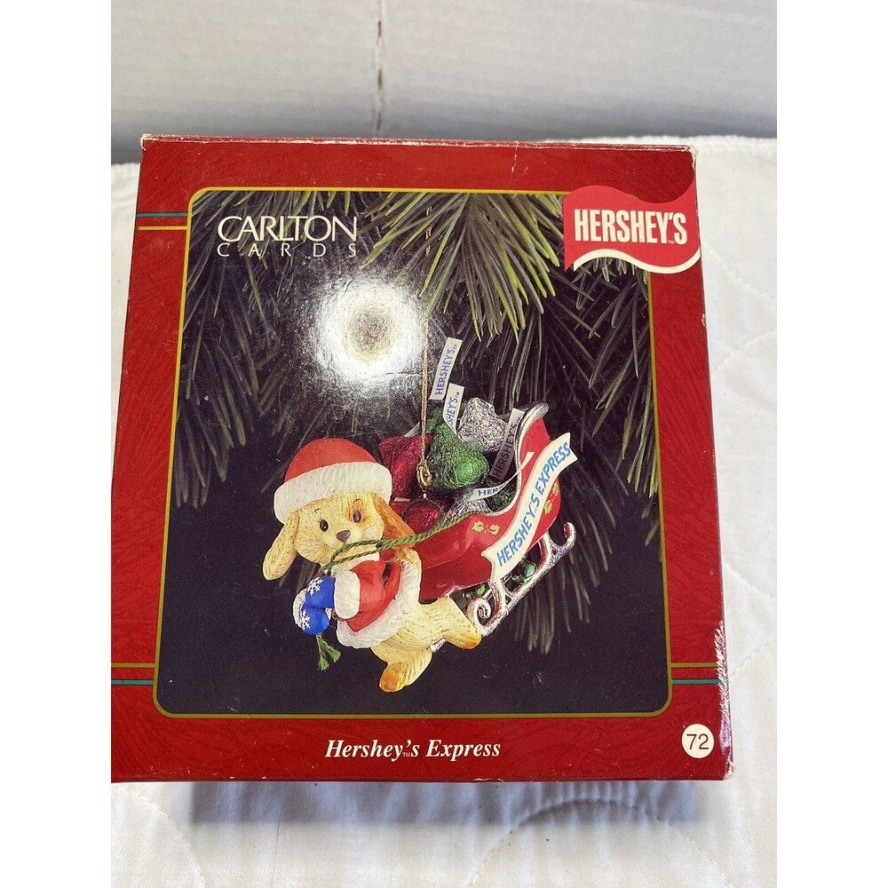 1995 Christmas Ornament “Hershey's Kiss Express” Sleigh Dog Vtg As Is